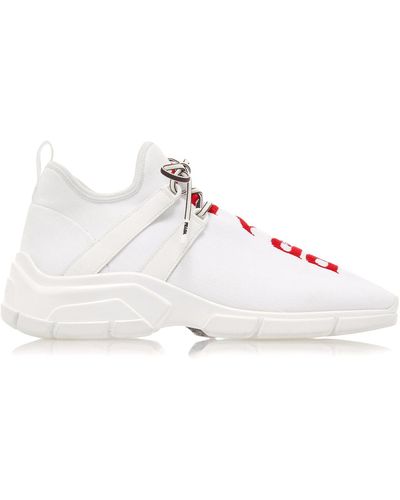 Prada Logo Knit Sneakers - White