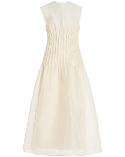 Khaite Wes Pleated Silk Maxi Dress - White