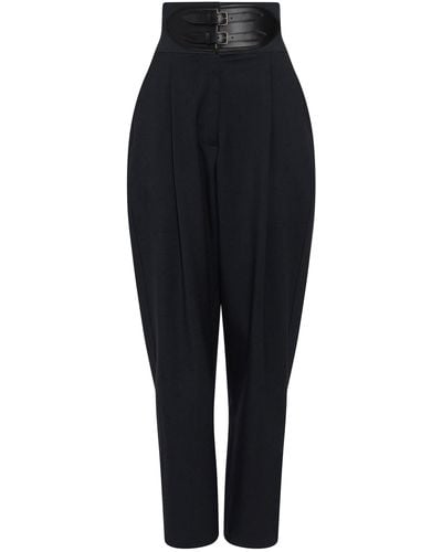 Alaïa Belted Stretch-wool Cropped Trousers - Black