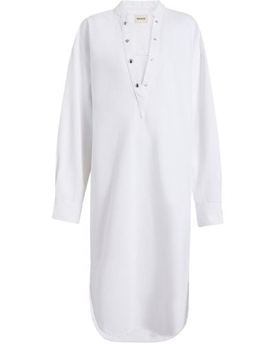 Khaite Seffi Oversized Cotton Tunic Midi Dress - White