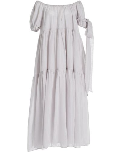 Moré Noir Joanne Cotton-silk Midi Dress - White