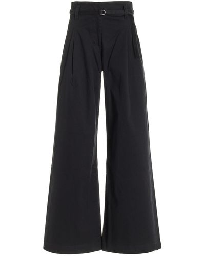 Proenza Schouler Raver High-rise Cotton Twill Wide-leg Trousers - Black
