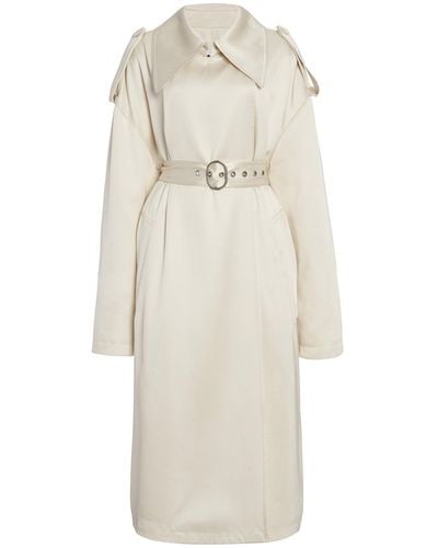 Jil Sander Belted Silk Twill Trench Coat - Natural