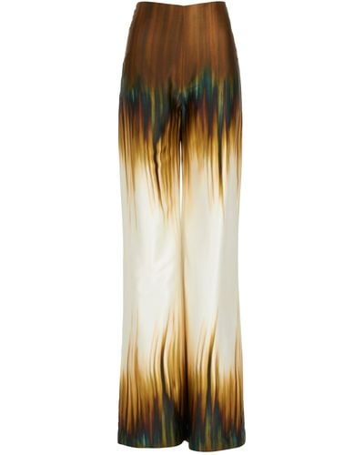 Silvia Tcherassi Andie Printed Stretch-silk Wide-leg Trousers - Metallic