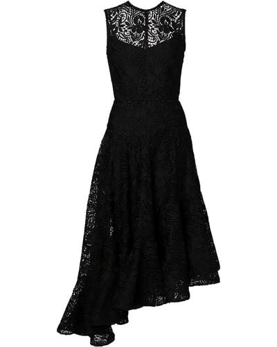 Erdem Asymmetric Guipure Lace Midi Dress - Black