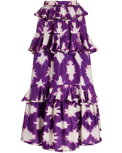 Ulla Johnson Winona Tiered Silk Maxi Skirt - Purple