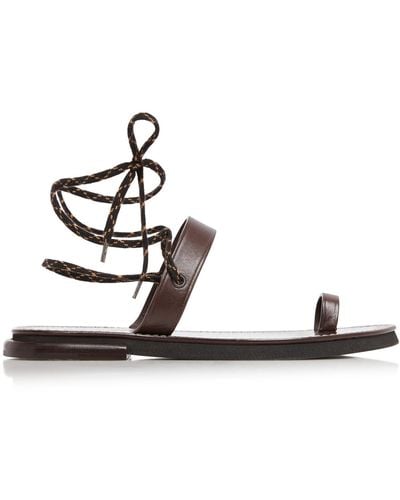 Dries Van Noten Lace-up Leather Sandals - White