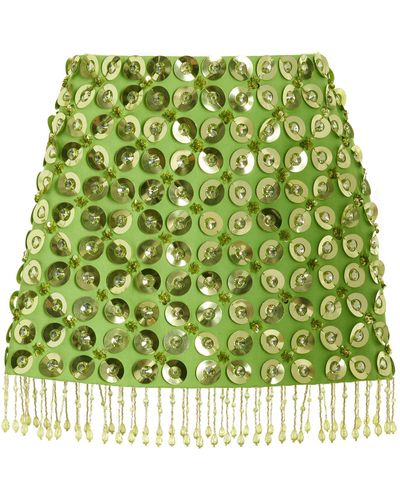 DES_PHEMMES Exclusive Embellished Cotton Mini Skirt - Green