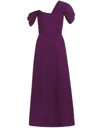 Markarian Adela Asymmetric Jacquard Midi Dress - Purple