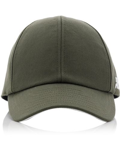 Courreges Embroidered Cotton Baseball Cap - Green