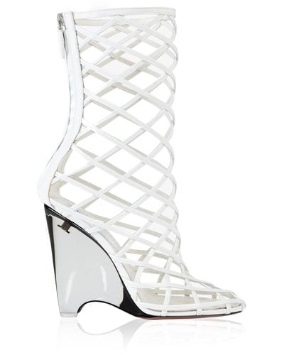 Alaïa Wedge Leather Boots - White