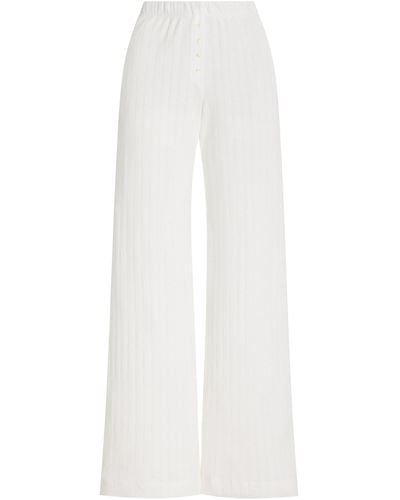 Leset Pointelle-knit Cotton Boxer Trousers - White