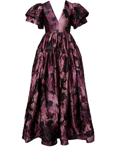Erdem Evelyn Crushed Satin Gown - Purple