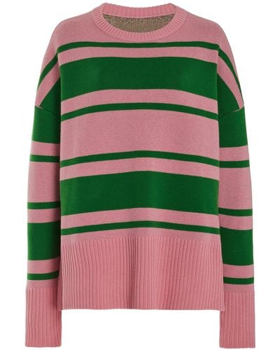 Brandon Maxwell Exclusive Eleanor Striped Silk-cashmere Sweater - Green