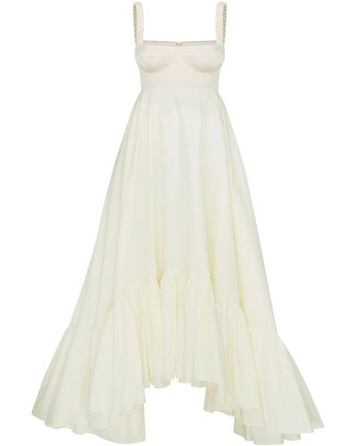 Anna October Snowdrop Asymmetric Cotton-blend Maxi Dress - White