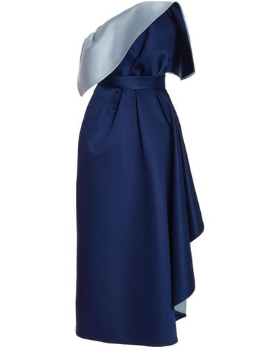 Carolina Herrera Cascading Strapless Midi Dress - Blue