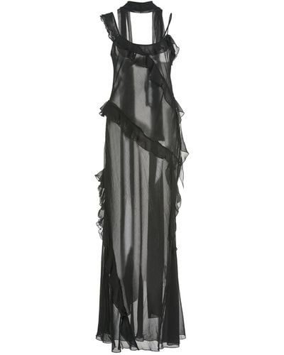 Siedres Exclusive Monica Ruffled Maxi Dress - Black