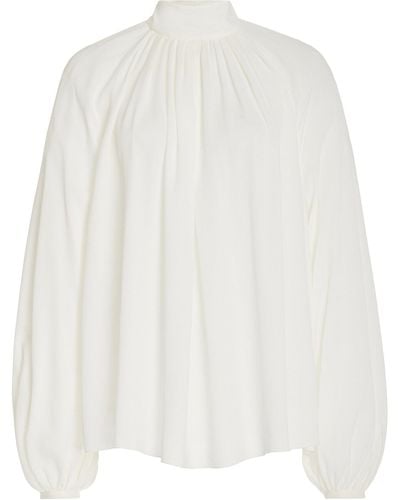 Gabriela Hearst Kiian Pleated Silk Top - White