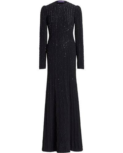 Ralph Lauren Embellished Cable-knit Wool-cashmere Sweater Gown - Black