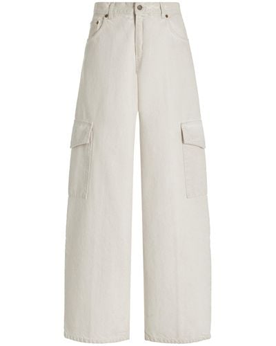 Haikure Bethany Rigid Drop-rise Wide-leg Cargo Jeans - White