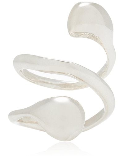 AGMES Dual Flora Sterling Silver Ring - White
