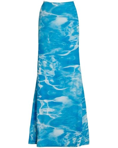 Rosie Assoulin Printed Cotton-silk Maxi Skirt - Blue