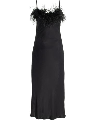Sleeper Boheme Feather-trimmed Slip Dress - Black