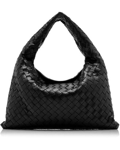 Bottega Veneta Small Hop Intrecciato Leather Bag - Black