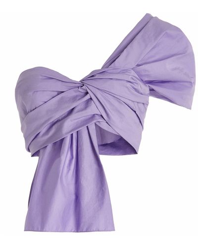 Johanna Ortiz Upolu Cotton-blend Cropped Top - Purple