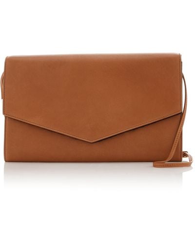 The Row Large Envelope Crossbody Bag In Napa Leather - Brown