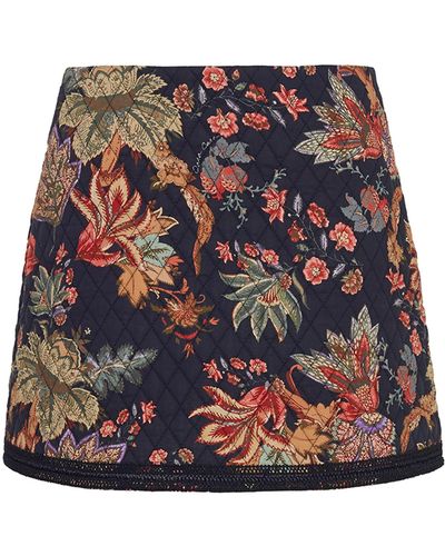 Cara Cara Chrissy Quilted Floral Cotton Mini Skirt - Black
