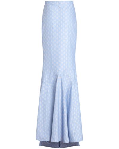 Etro Patterned Cotton Fishtail Maxi Skirt - Blue