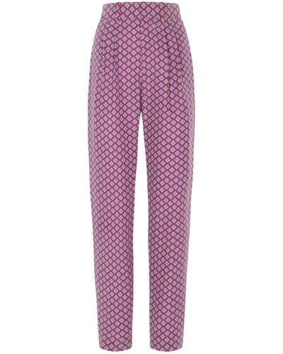 Ralph Lauren Avrill Pleated Silk Tapered Pants - Purple