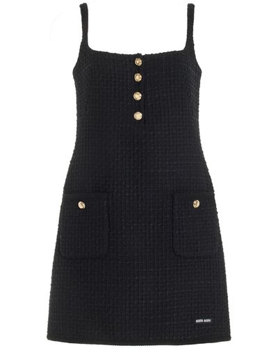 Miu Miu Tweed Wool-blend Mini Dress - Black