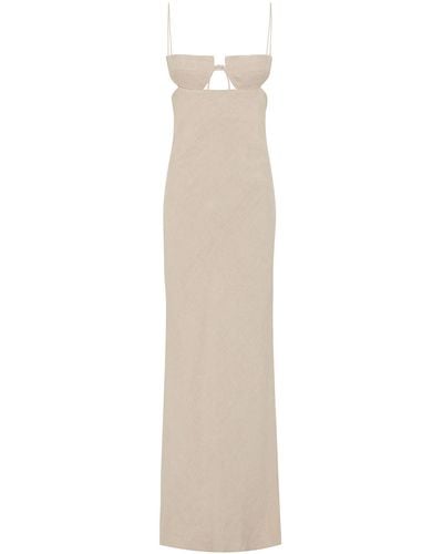 St. Agni Bra-detailed Linen Maxi Dress - White