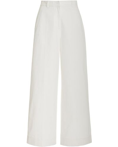 Posse Exclusive Kori Cotton Wide-leg Trousers - White