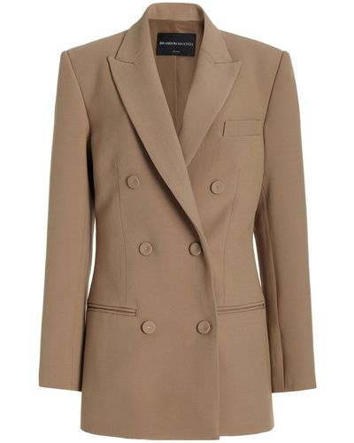 Brandon Maxwell The Clara Wool-blend Blazer Jacket - Brown