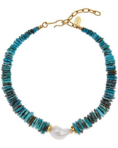 Lizzie Fortunato Turquoise And Pearl Sky Stone Necklace - Blue