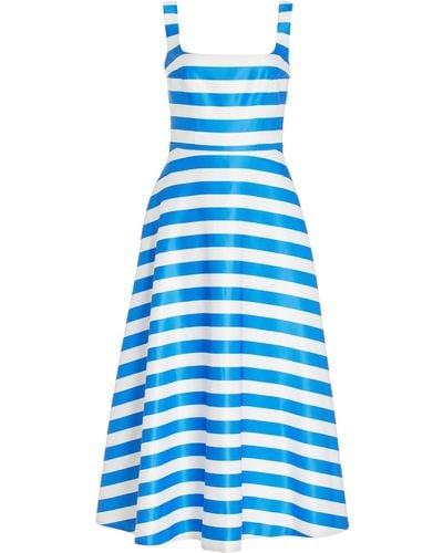 Emilia Wickstead Shiloh Stripe Twill Midi Dress - Blue