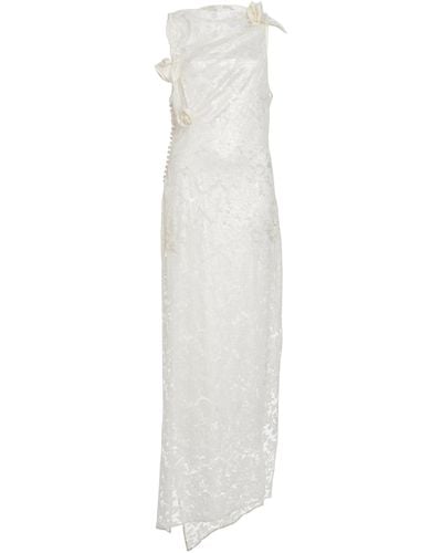 Coperni Rosette-detailed Lace Maxi Dress - White