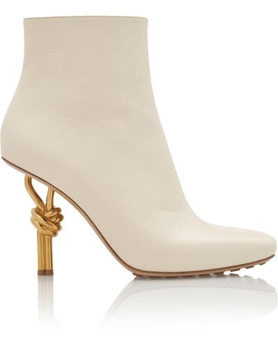 Bottega Veneta Knot Leather Ankle Boots - White