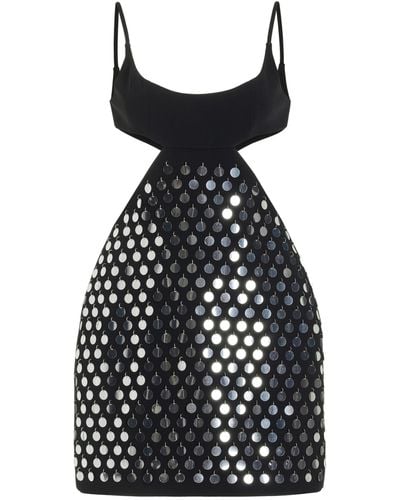David Koma Mirror Sequined Cutout Mini Dress - Black