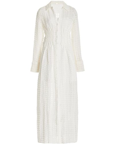 Cult Gaia Pernille Gathered Linen-blend Maxi Dress - White