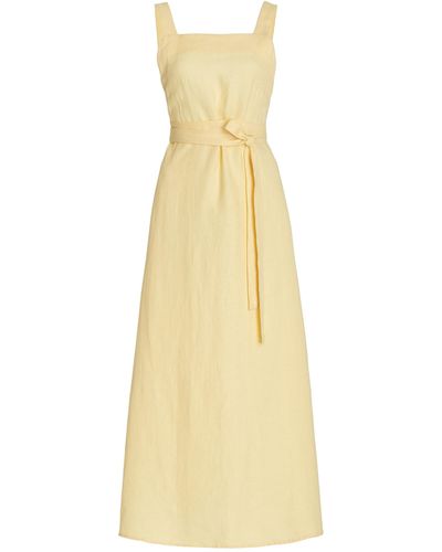 Bondi Born Mustique Organic Linen Apron Dress - Yellow