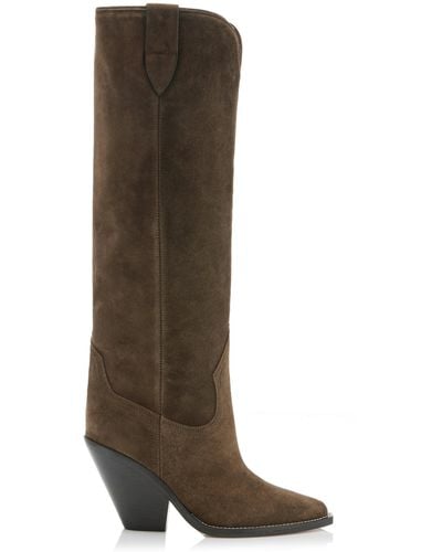Isabel Marant Lomero Suede Knee Western Boots - Brown
