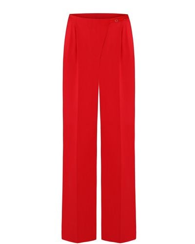 Anna October Noemie Satin Straight-leg Trousers - Red