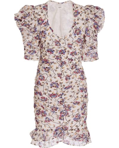 Isabel Marant Sireny Puff-sleeve Ruched Floral Cotton Mini Dress - Multicolor