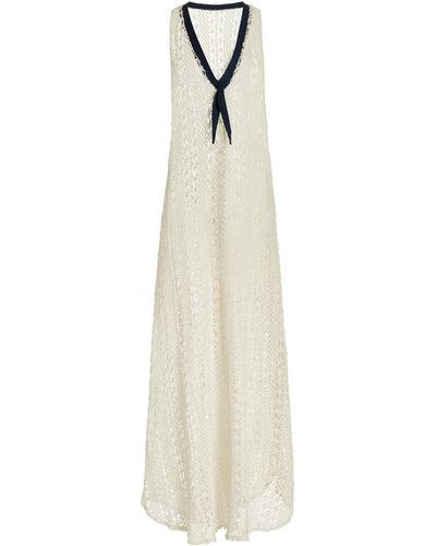 House of Aama Sailor Crochet Cotton Maxi Dress - White