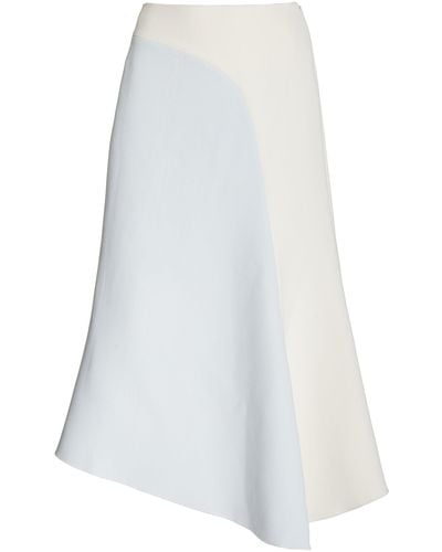 Acler Devon Asymmetric Two-tone Crepe Midi Skirt - White