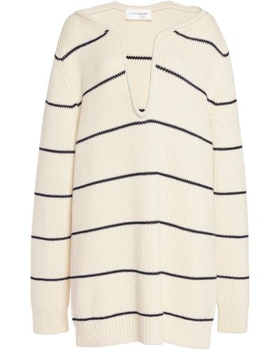 Victoria Beckham Striped Stretch-cotton-silk Mini Dress - Natural